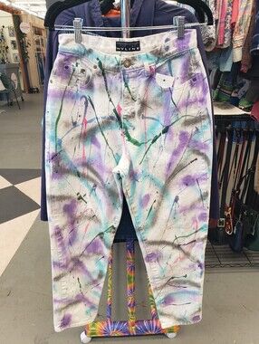 Upcycled Paint Splatter 1990s Vintage Jeans